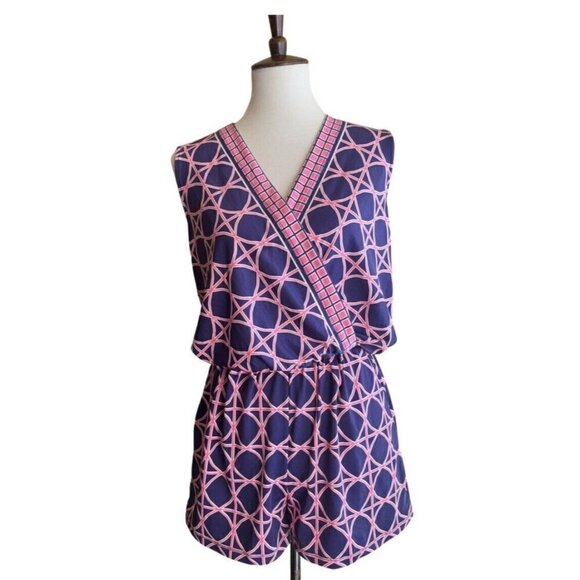 Julie Brown Women's Annabel Wrap Printed Surplice Romper Size P (XS) missing tie - Picture 10 of 12